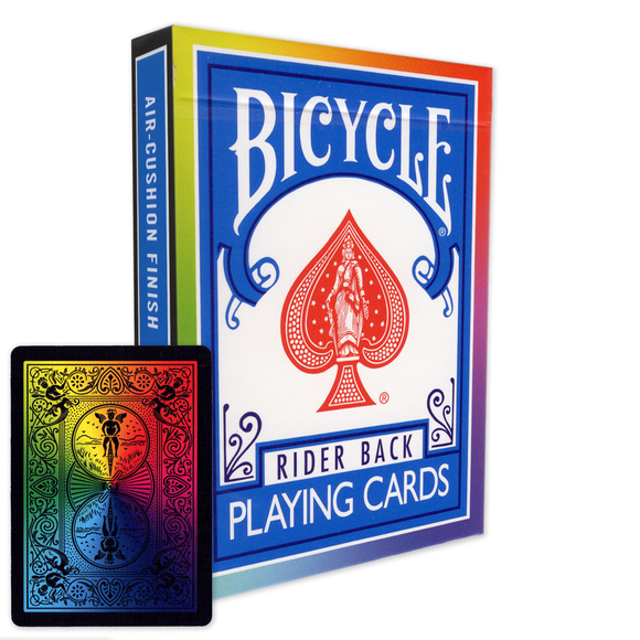 Front view of Rainbow Backed Bicycle Deck - BLACK EDITION