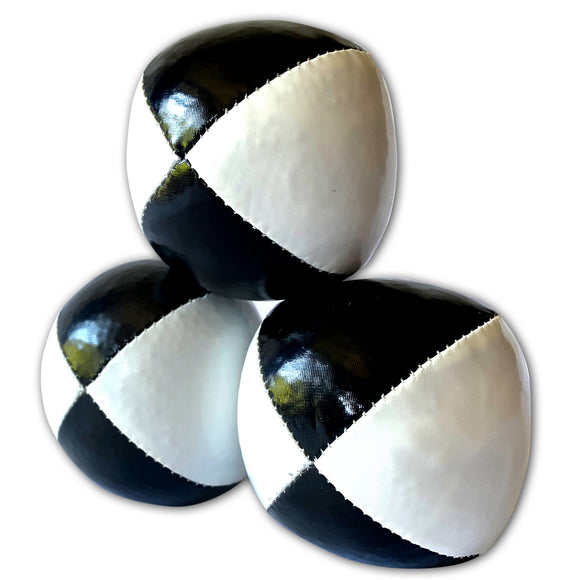 3 Professional Black & White Paneled Juggling Balls 