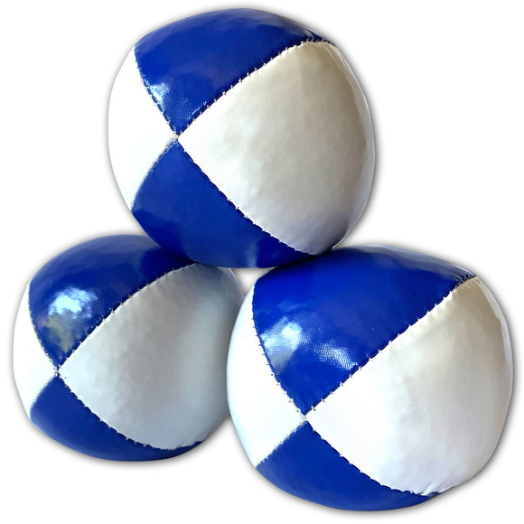 3 Professional Blue & White Paneled Juggling Balls