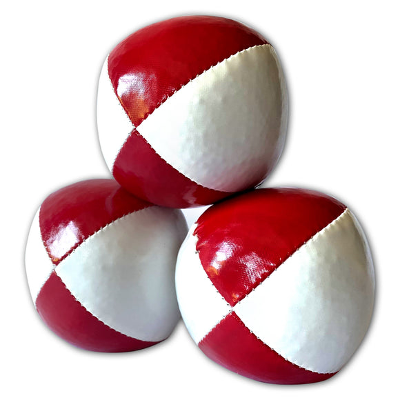 3 Professional Red & White Paneled Juggling Balls