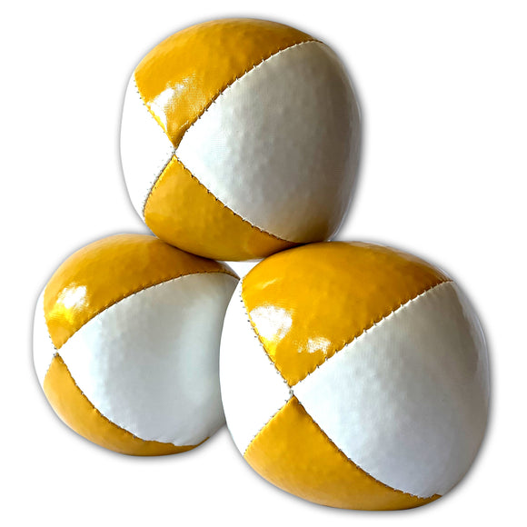 3 Professional Yellow & White Paneled Juggling Balls