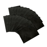 A set of black textured rectangular envelopes arranged in a fan shape on a plain white background.