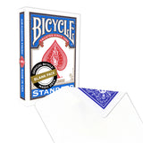 A deck of Official Bicycle Gaff Cards with a blue back design and a blank face, displayed alongside its packaging which reads 'BICYCLES' with text 'STANDARD size BLANK FACE BLUE Concept'.