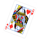 Left Handed Playing card featuring the Queen of Hearts with colorful design on a white background