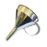 A silver aluminium funnel with a handle, designed for performing liquid magic tricks.