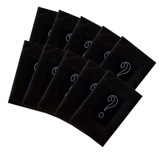 10 x Black Hand Made Professional Silver Question Mark Prediction Envelopes for Playing Cards