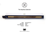 A wooden Haschka collection wand presented in its white and black packaging, with detailed specifications printed below on a clean white background.