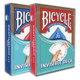 Two boxes of Bicycle Invisible Deck playing cards on a white background