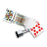Playing Cards locked together with a padlock and the Queen of Spades magically breaking free.